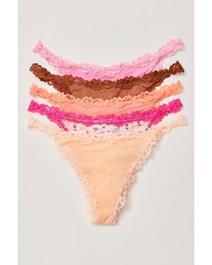 Intimately By Free People Charlie Lace Microfiber Thong 5-Pack By - Pink