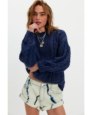 One Teaspoon Bandits Printed Low-Waist Shorts - Blue