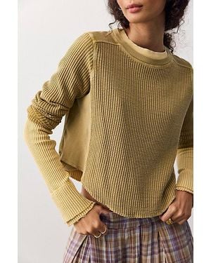 Free People Fp One Blake Shrunken Crew Neck Thermal - Yellow