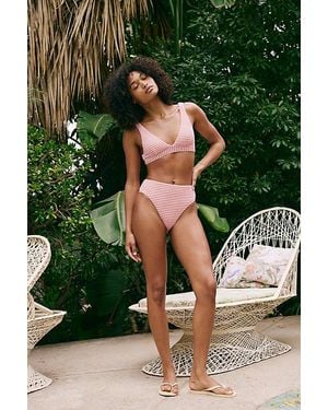 Rhythm Cove Stripe High-Waist Bikini Bottoms - Green