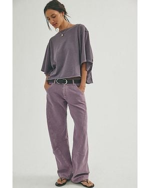 Free People Highland Low-Rise Twisted Bowed Jeans - Purple
