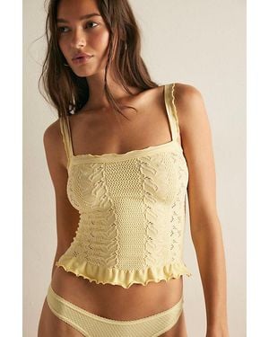 Intimately By Free People So Soft Frill Square Neck Tank Top By - Yellow