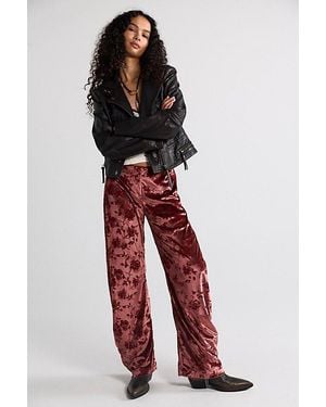 Free People Radiance Velvet Pull-On Pants - Red