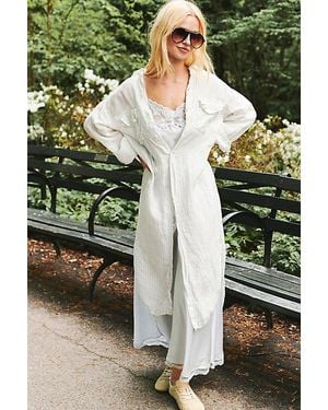 Free People Striped Linen Maxi Top - Green