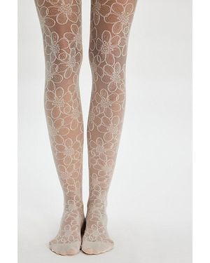 Swedish Stockings Maja Floral Tights By - White