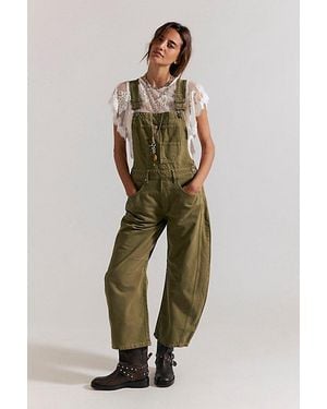 Free People We The Free Good Luck Barrel Overalls - Natural