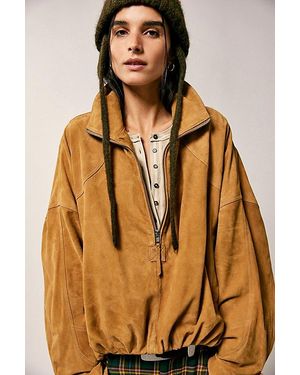 Free People Sonny Suede Pullover Jacket - Brown