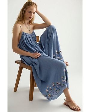 Free People Raffia Blooms Jumpsuit - Blue
