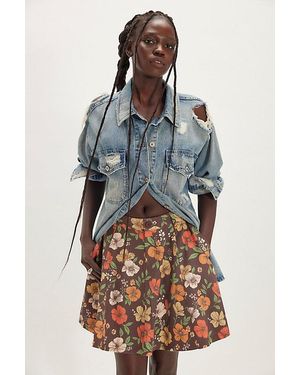 Free People Dahlia Printed Circle Mini Skirt - Multicolour