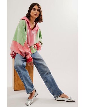 Free People Sidewalk Sweatshirt At In Red Alert Combo, Size: Xs - Blue