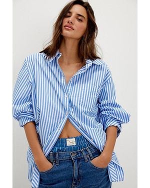 Free People Sabine Striped Articulated Shirt - Blue
