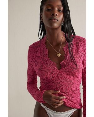 Intimately By Free People All Day Lace Long Sleeve By - Red