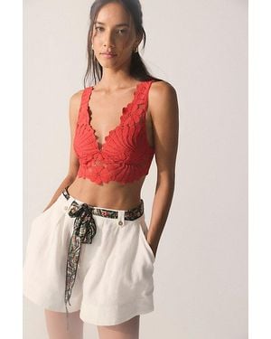 Free People Petal Party Lace Plunge Bralette - Red