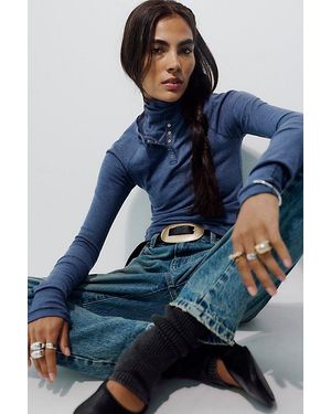 Intimately By Free People Keeping It Light Ribbed Henley By - Blue