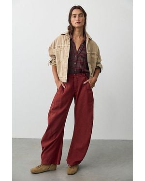 Free People Spotlight Washed Barrel Chino Pants - Red