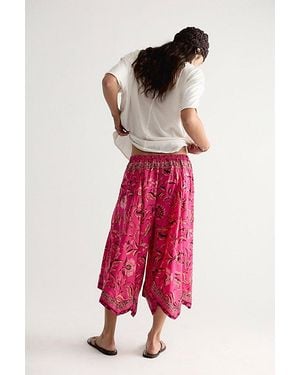 Free People Sweet Reaction Pull-On Wide-Leg Crop Trousers - Red