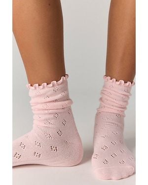 Free People Pointelle Ru Socks - Pink
