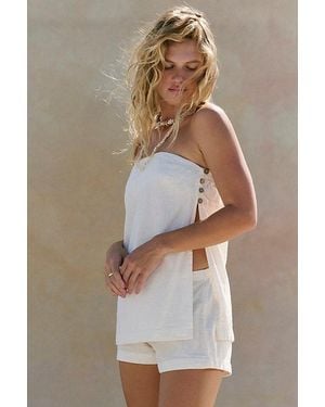 free-est Summer Breeze Linen Short Set By - Multicolour