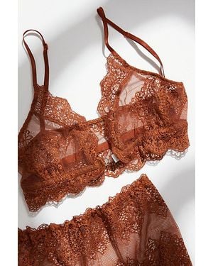 Only Hearts So Fine Sheer Lace Bralette - Brown