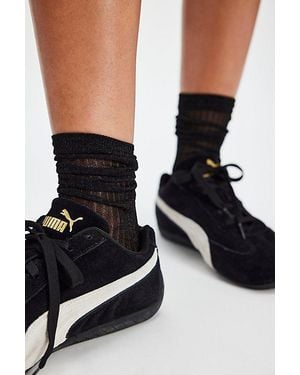 High Heel Jungle Beam Ribbed Lurex Socks By - Black