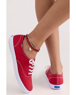 Keds Champion Canvas Lace-Up Trainers - Red