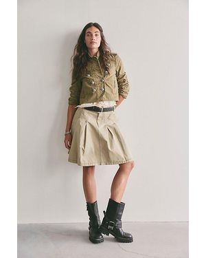 Free People Chino Pleated Midi Skirt - Natural