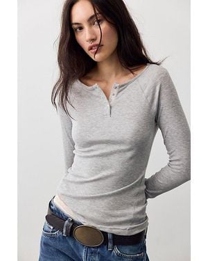 Intimately By Free People Keeping It Light Ribbed Henley By - Grey