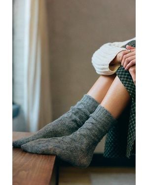 Free People Cable Knit Socks - Green