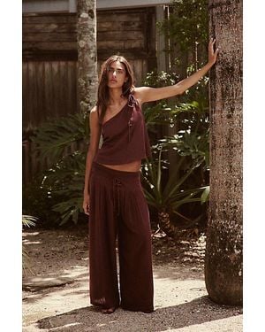free-est Sahara Sandshell Linen Trouser Co-Ord By - Brown
