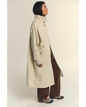 Free People Drop Down Washed Funnel-Neck Trench - Natural