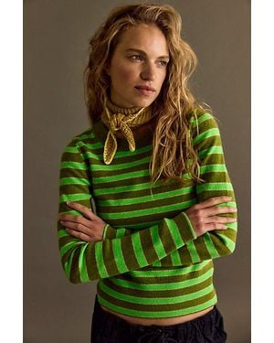Free People Malibu Striped Cashmere Crewneck - Green
