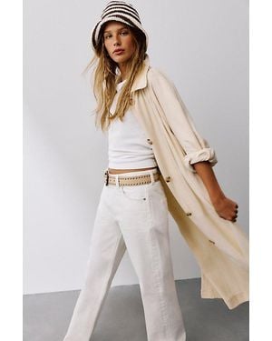 Free People Solstice Linen Duster Jacket - Blue