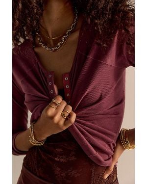 Intimately By Free People Keeping It Light Ribbed Henley By - Purple