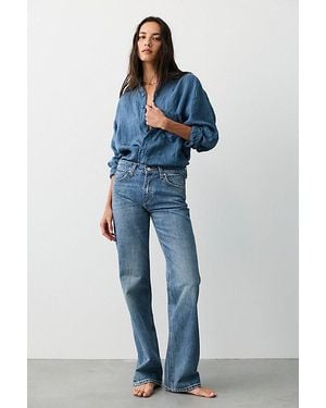 Free People Luna Mid-Rise Straight Jeans - Blue