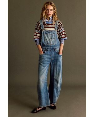Free People We The Free Good Luck Barrel Overalls - Blue