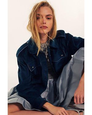 Free People We The Free Officer Velvet Jacket - Blue