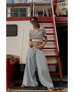 Free People Harbor Wrap Wide Leg Jeans - Multicolour