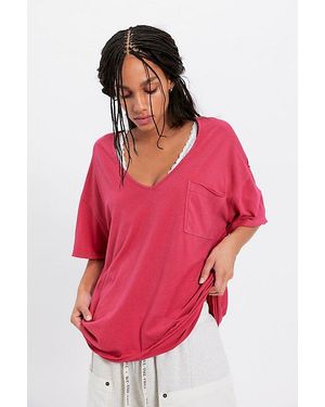 Free People Erin V-Neck Tee - Red