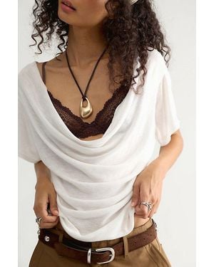 Free People Tinsley Waterfall Cowl-Neck Top - White