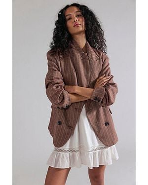 Free People Dean Double-Breasted Blazer Jacket - Brown
