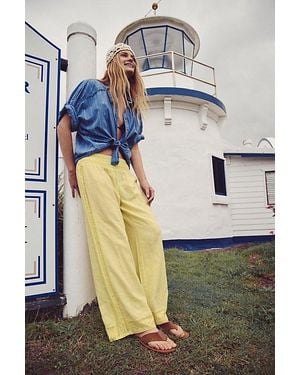 free-est Seaside Cotton-Linen Lace Trousers By - Multicolour