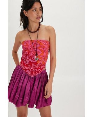Free People Fp One Third Charm Shine Mini Skirt - Red