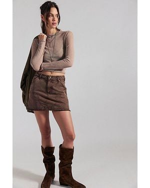 Free People Tenon Distressed Mini Skirt - Multicolour