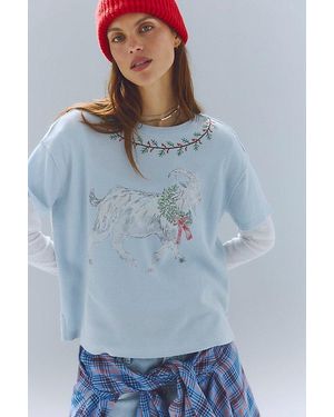 Free People Merry Meowy Tee - Blue