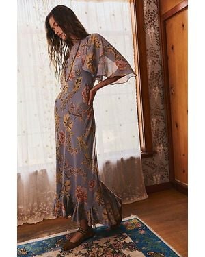 Free People Swan Song Printed Midi Dress - Brown