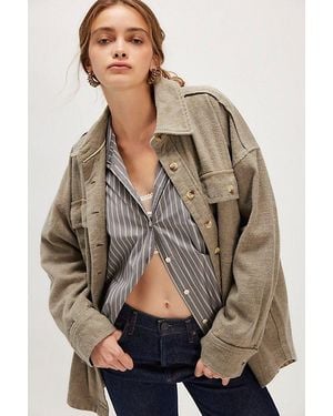 Free People Peached Twill Shirt Jacket - Brown