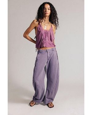 Free People Spotlight Washed Barrel Chino Trousers - Blue
