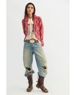 Free People Whip Smart Jacquard Blazer Jacket - Red