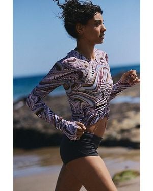 Fp Movement Tempo Ruched Printed Long Sleeve - Gray