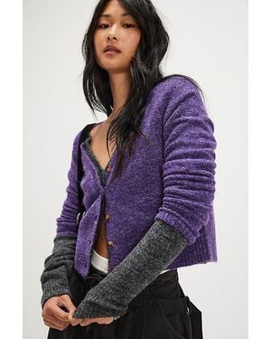 Free People School Girl Cardigan - Purple
